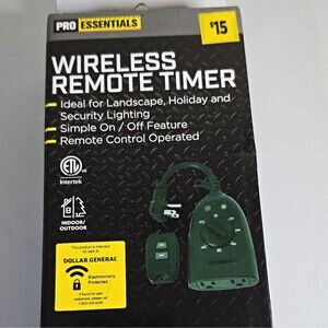 Pro Essentials Wireless Remote Control Timer Indoor/Outdoor 125VAC 15A Green B5